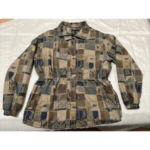 VTG Forresters Windbreaker Shirt GORE-TEX Women’s L Outdoors Geometric Khaki